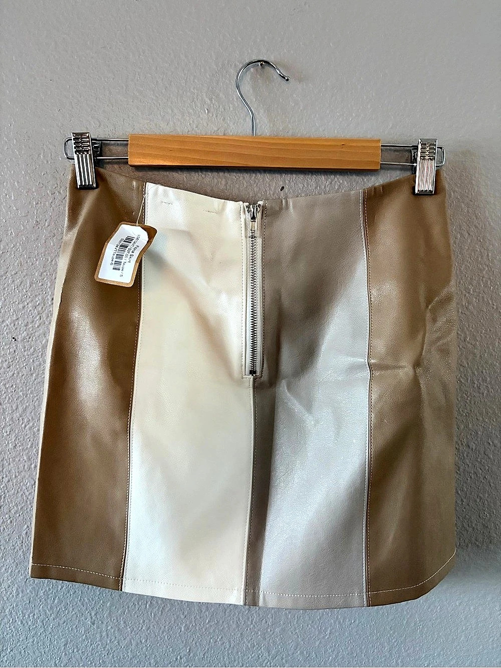 Color Block Mini Skirt in Brown & White NWT